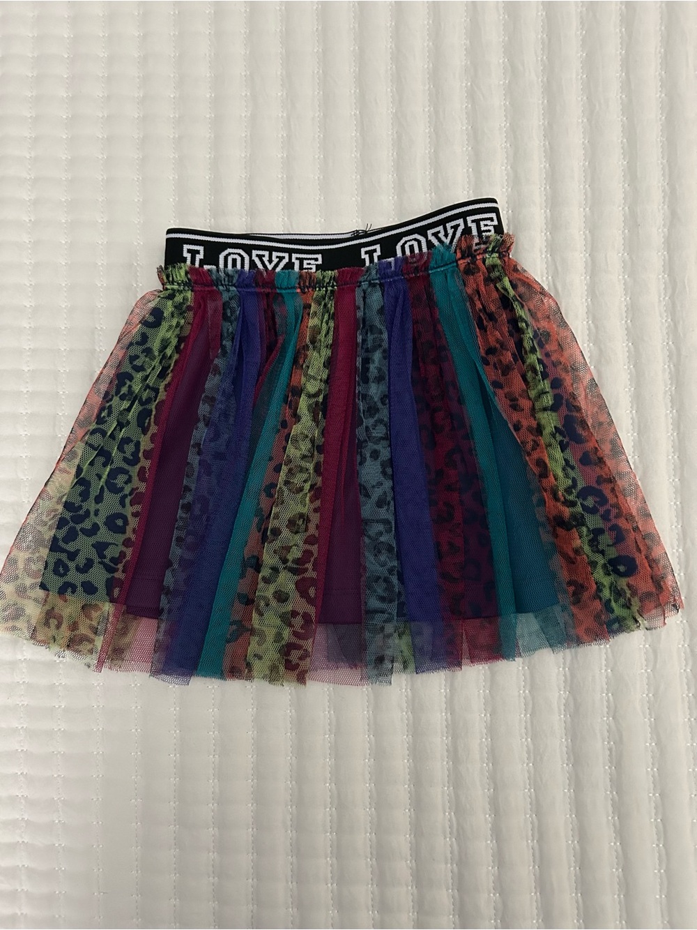 Baby Sara Multicolor Tulle Skirt with “LOVE” Elastic Waistband 2T